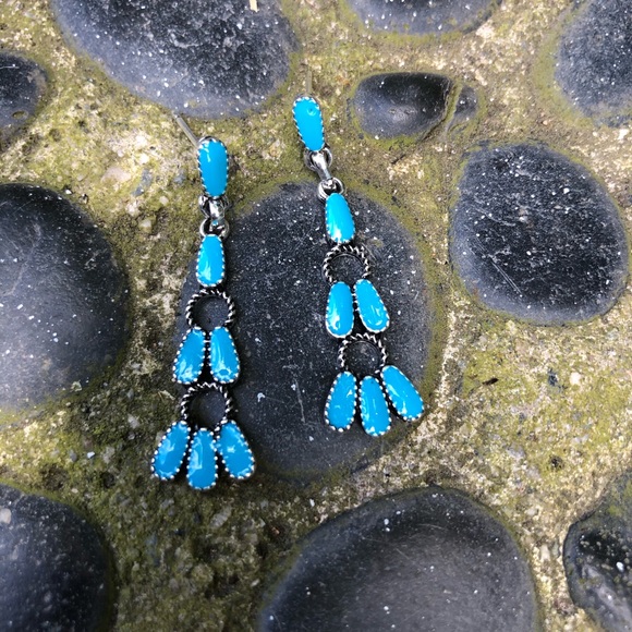 Native American Turquoise Dangle Earrings - Picture 12 of 14